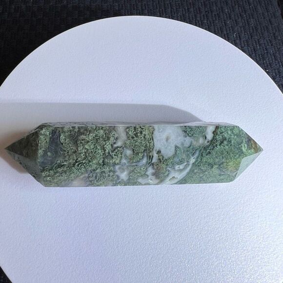 Moss Agate Crystal‎ Double Terminated Point (#4) - Picture 4 of 12